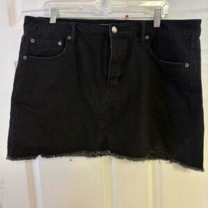 American Eagle Button Fly Black Denim Mini Skirt